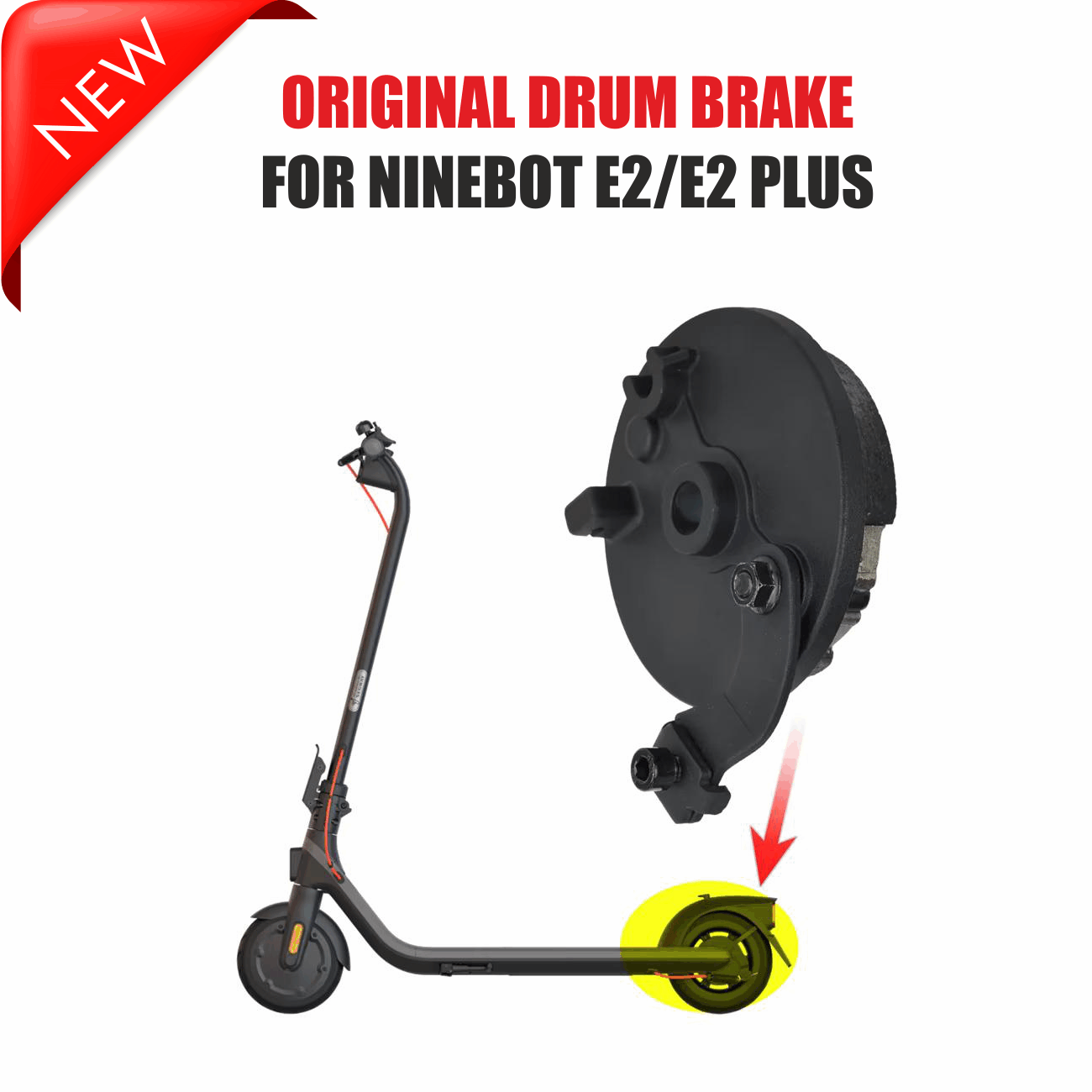 Original Drum Brake for Ninebot E2 & E2 Plus Kickscooter | Front & Rear Brake Pads