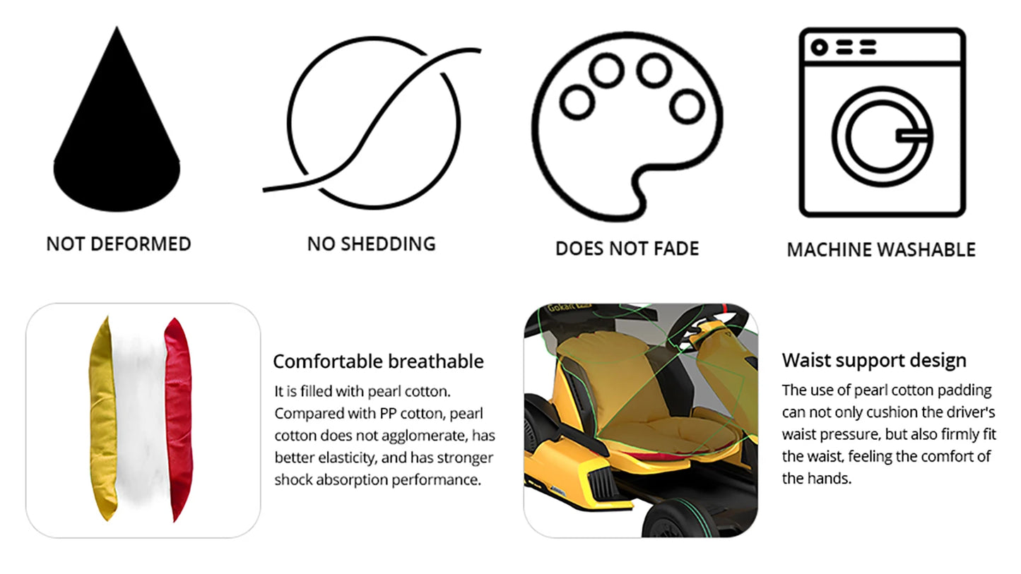 Cojín de asiento, forro de cintura, rojo y amarillo para Segway Ninebot Gokart Lamborghini