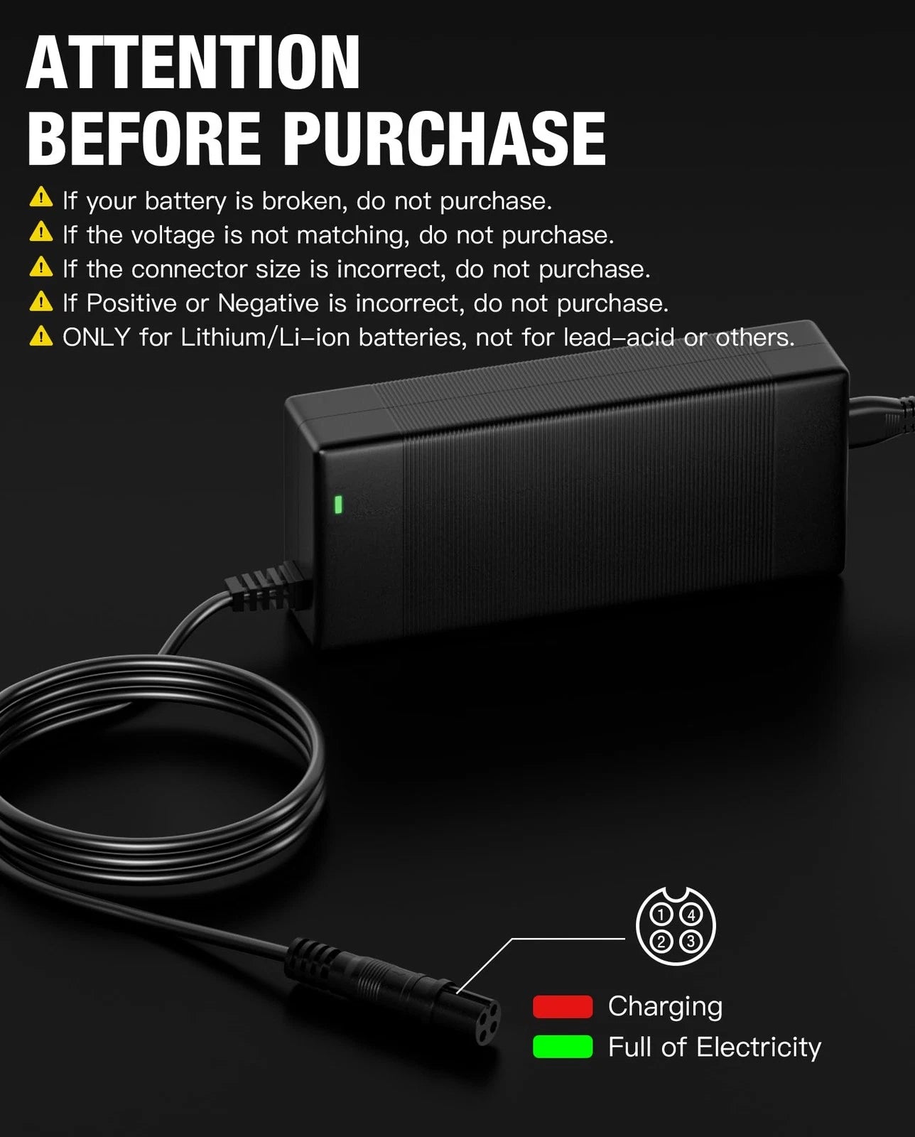 63V 2A 4-Pin Charger for Segway Ninebot GoKart PRO PRO2 Lamborghini S-MAX