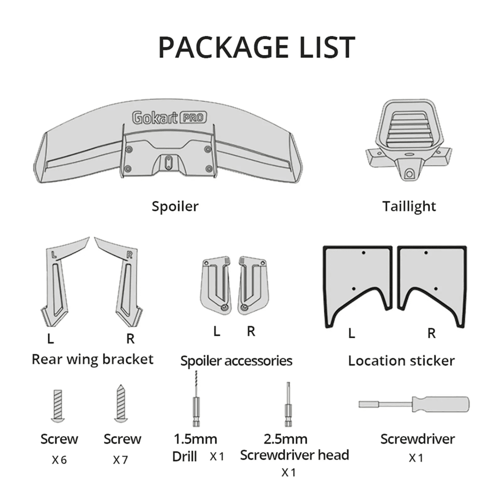 Spoiler Rear Wing Installation Kit For Segway Ninebot Go Kart