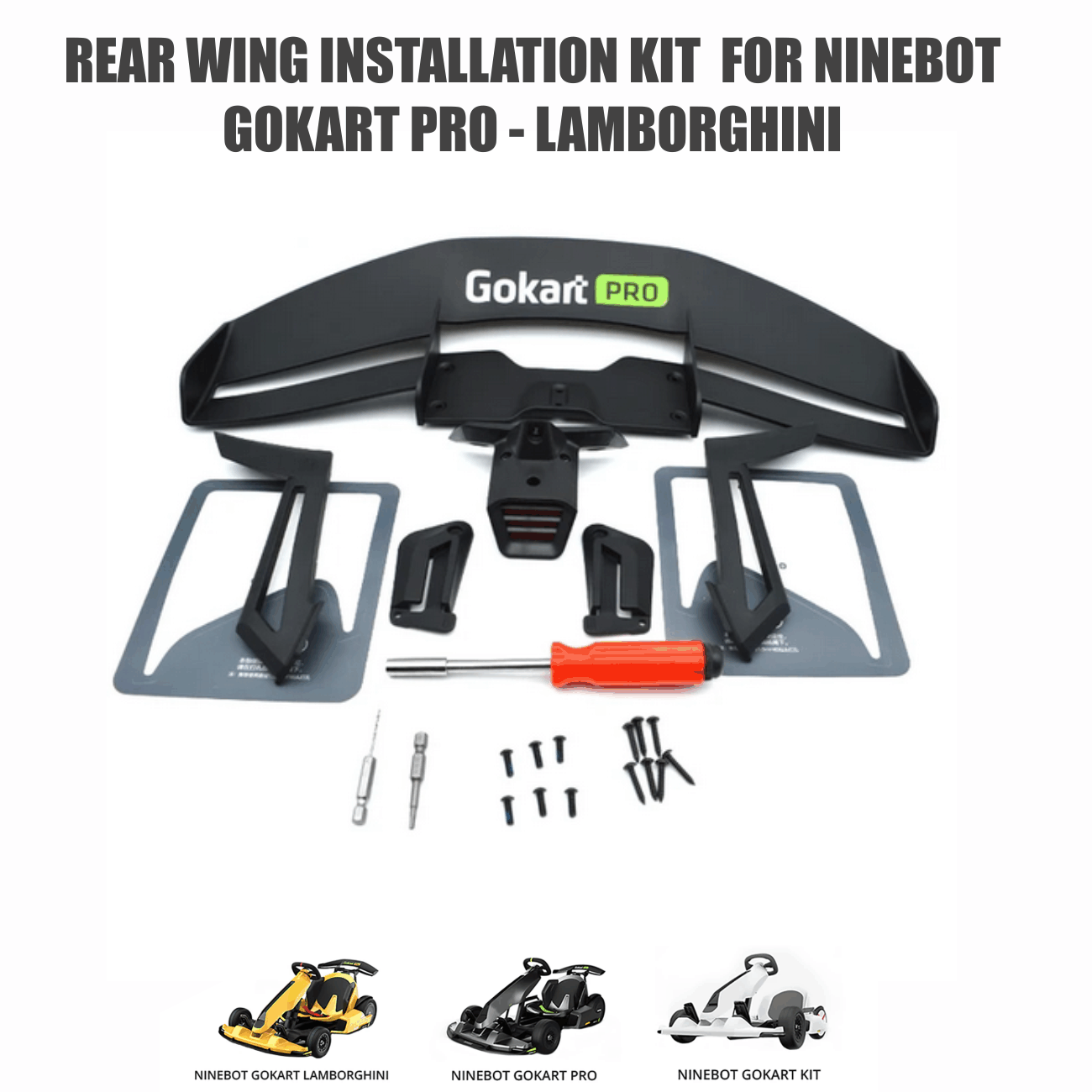 Spoiler Rear Wing Installation Kit For Segway Ninebot Go Kart