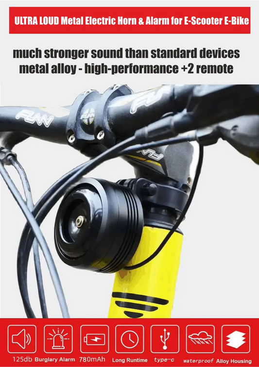 Ultra Loud Metal Electric Horn & Alarm for E-Scooter E-Bike Motorcycle